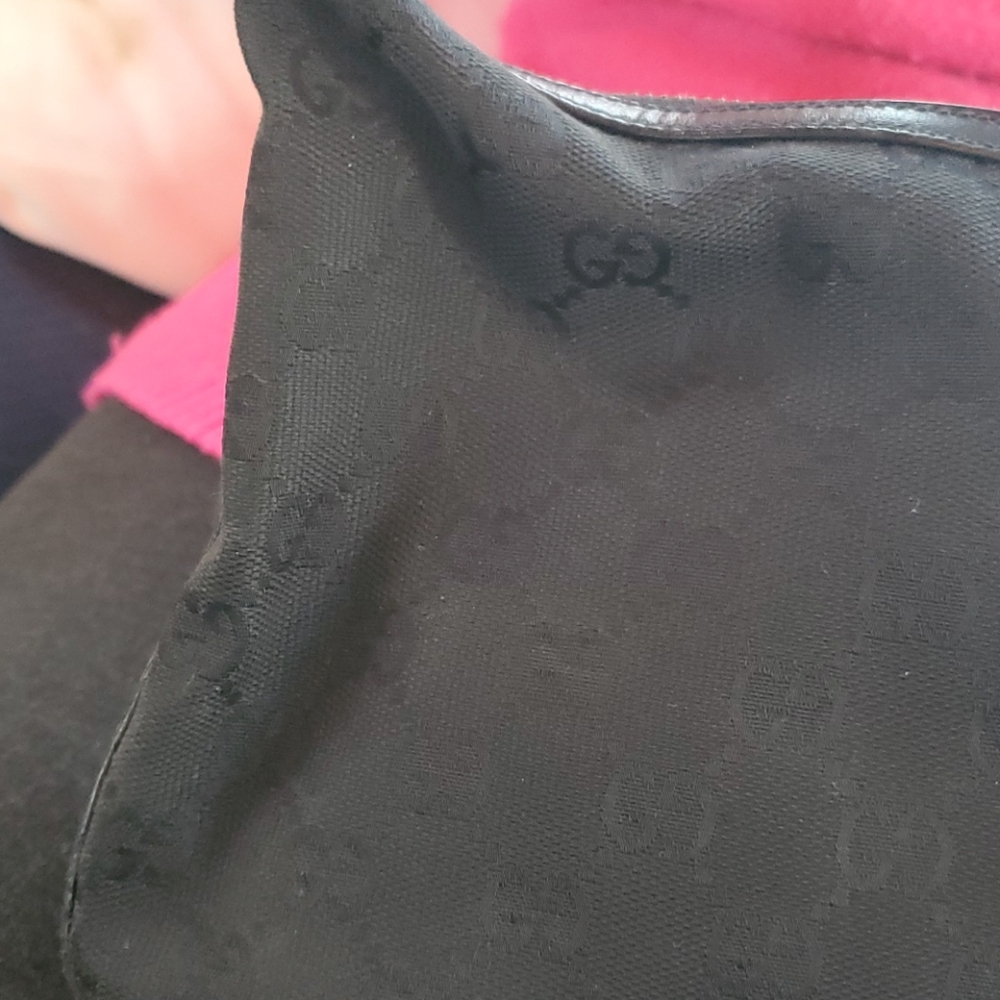 Authentic Gucci bag, black leather & fabric - used - Picture 4 of 16